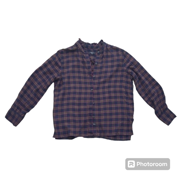 Rails Andie Plaid Button Down Shirt Size Extra Small in Navy Olive Fus… - Picture 12 of 16
